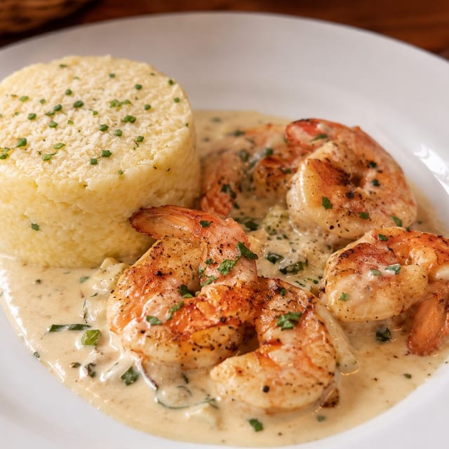 Gamberi alla Polenta.