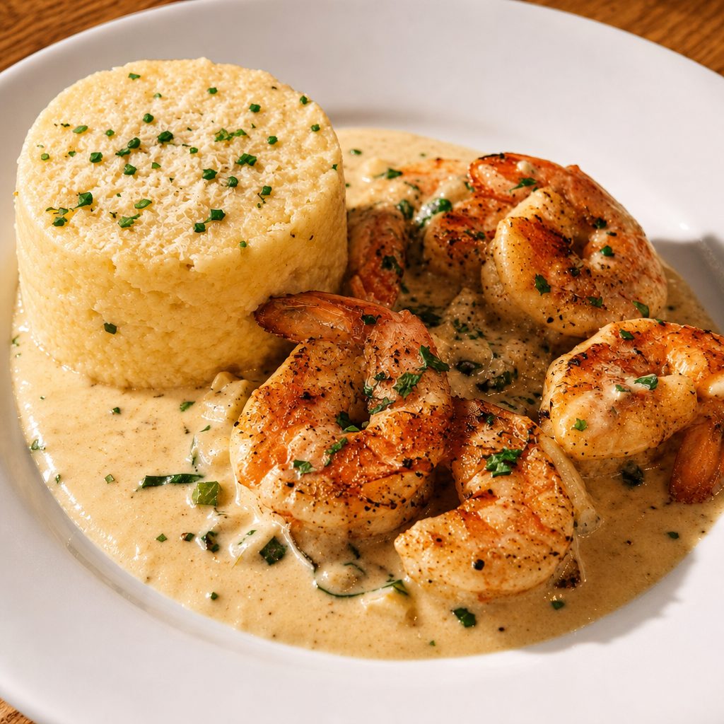 Gamberi alla Polenta.