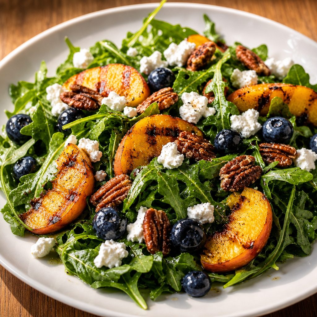 Grilled Peach and Arugula Salad.